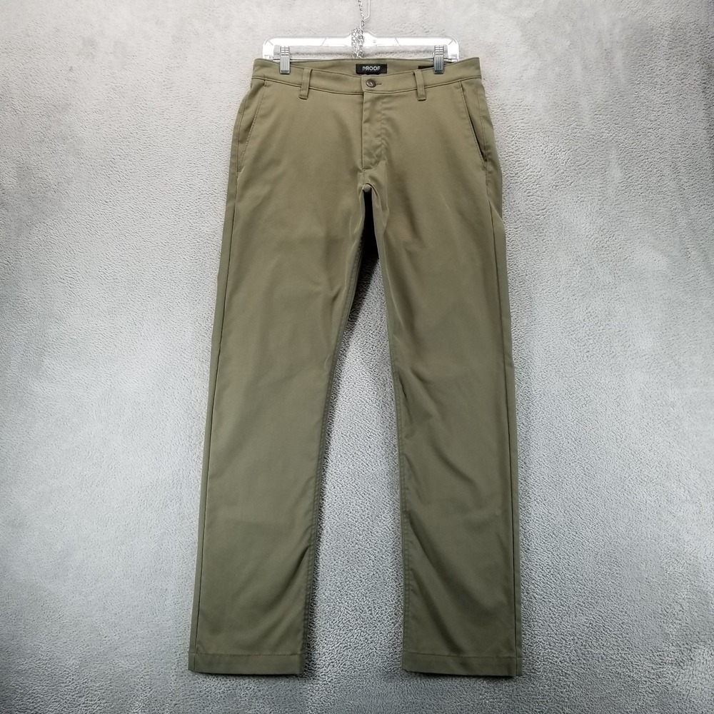 Proof Pants Mens 31x30 Green Straight Performance Chinos‎ Commute Office